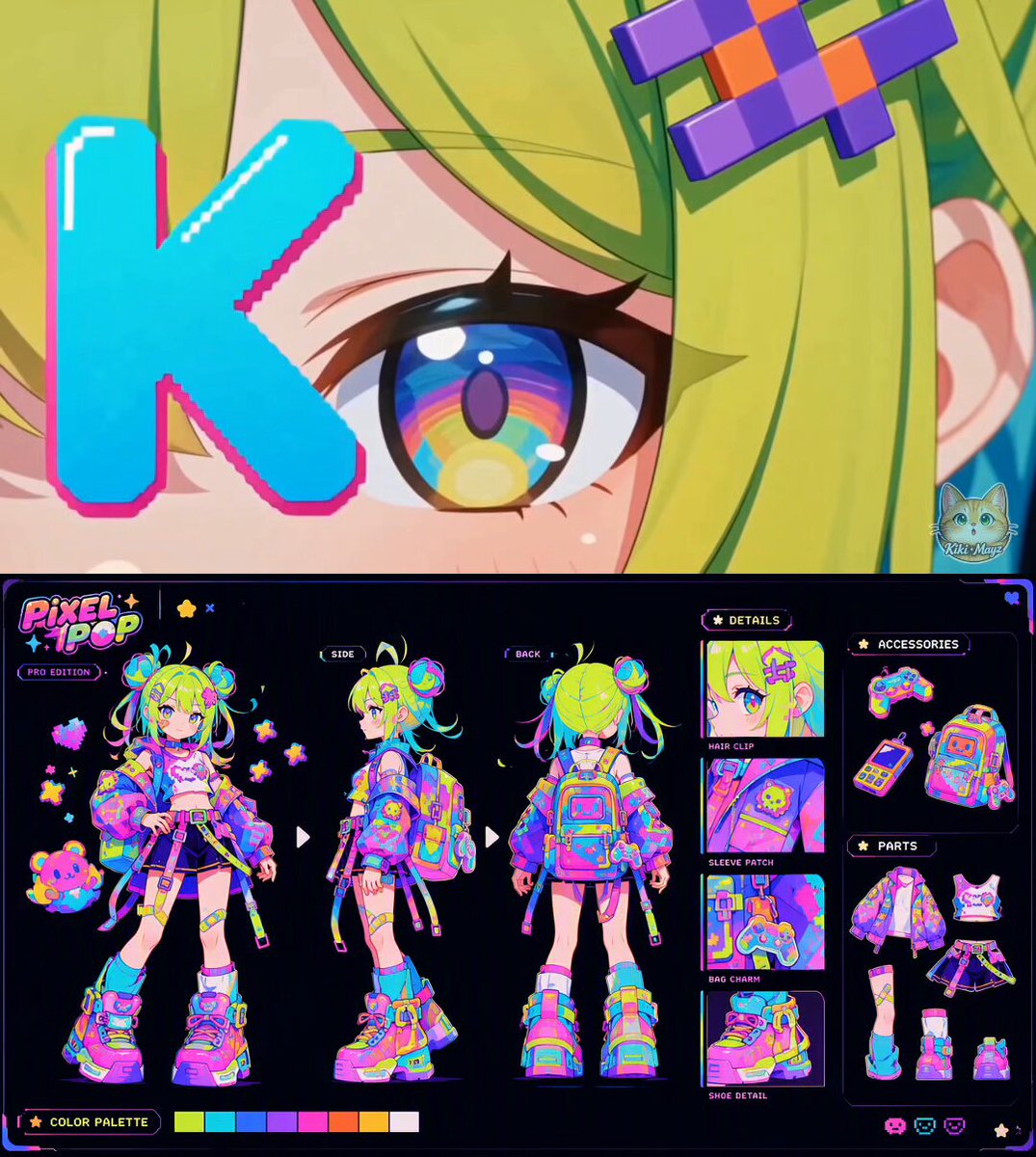 Pixel Girl Character Design Sheet
