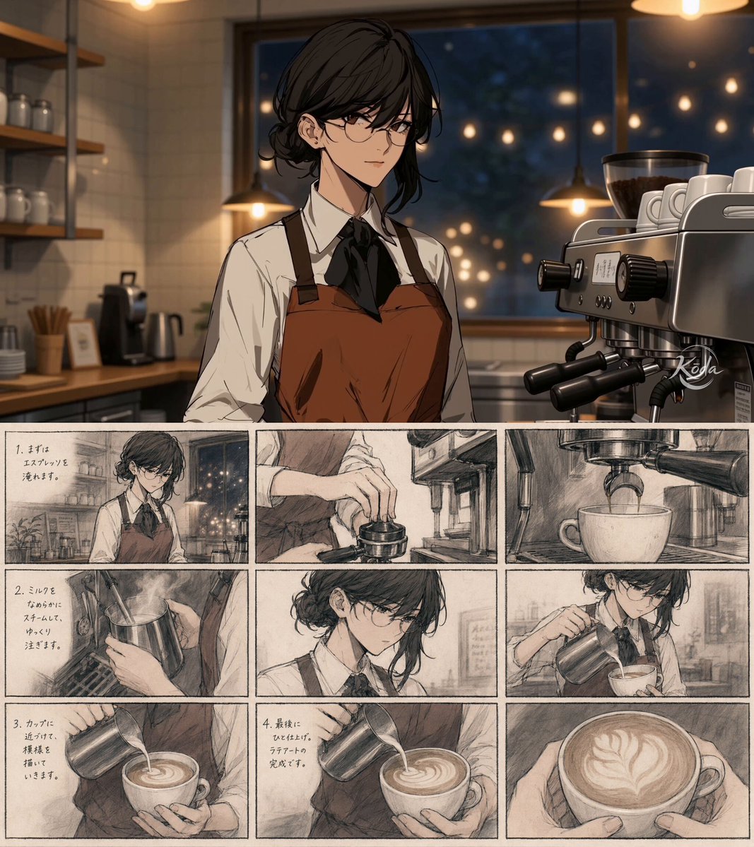 拉花咖啡制作过程